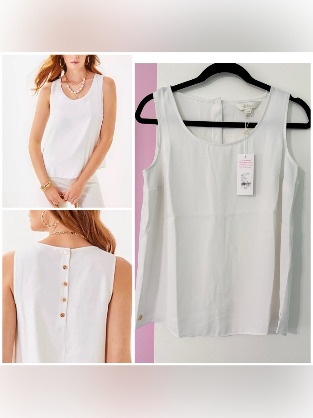 NWT XS Lilly Pulitzer Mollee Sleeveless Scoop-Neck tank top white